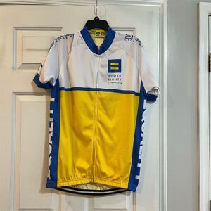 BrandA Human Rights Cycling Jersey Yellow 2XL Unisex Short Sleeve